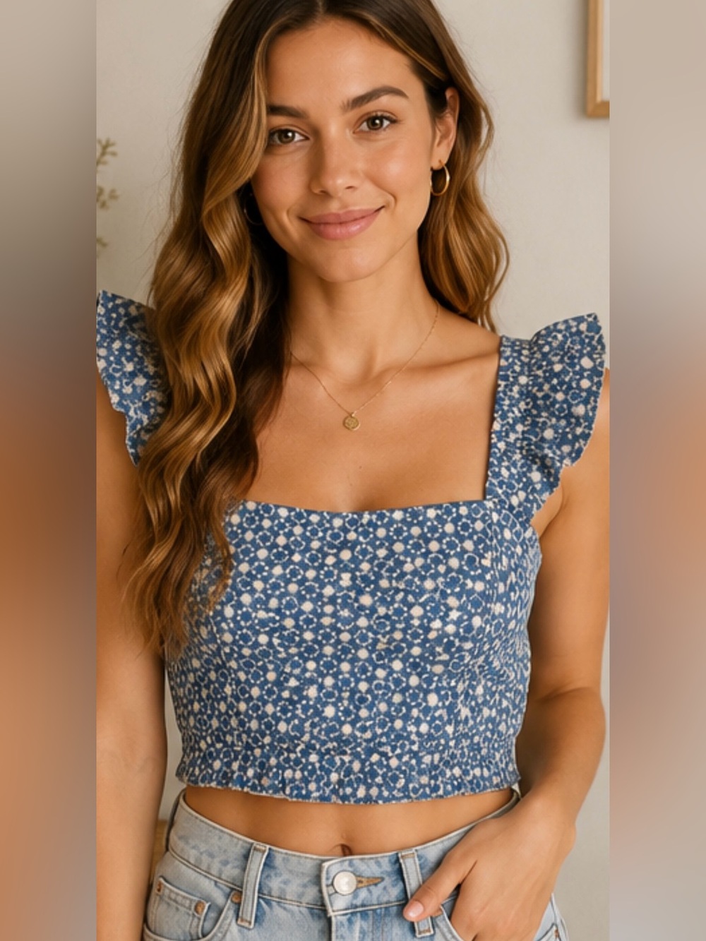Kirious Los Angeles medium floral embroidered top